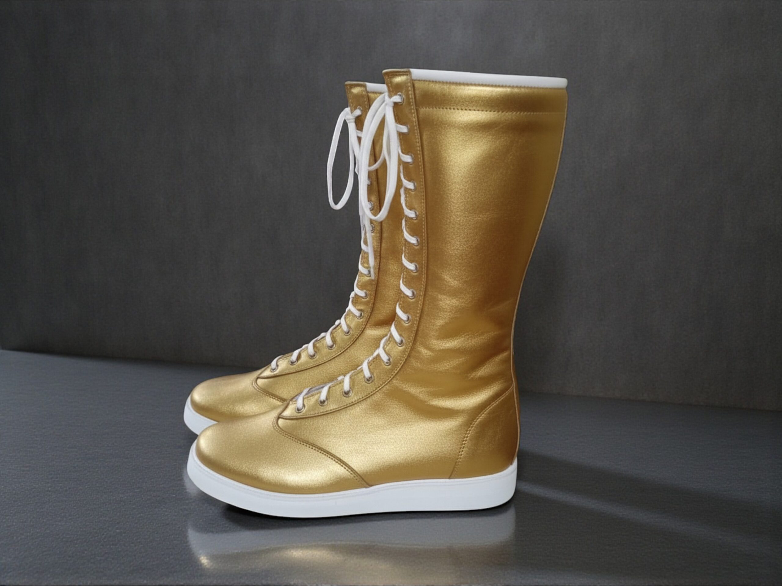 Pro Wrestling Boots Handmade Leather Lace-Up Ring Gear Shoes Custom Long Wrestling Footwear for Athletes - Image 4