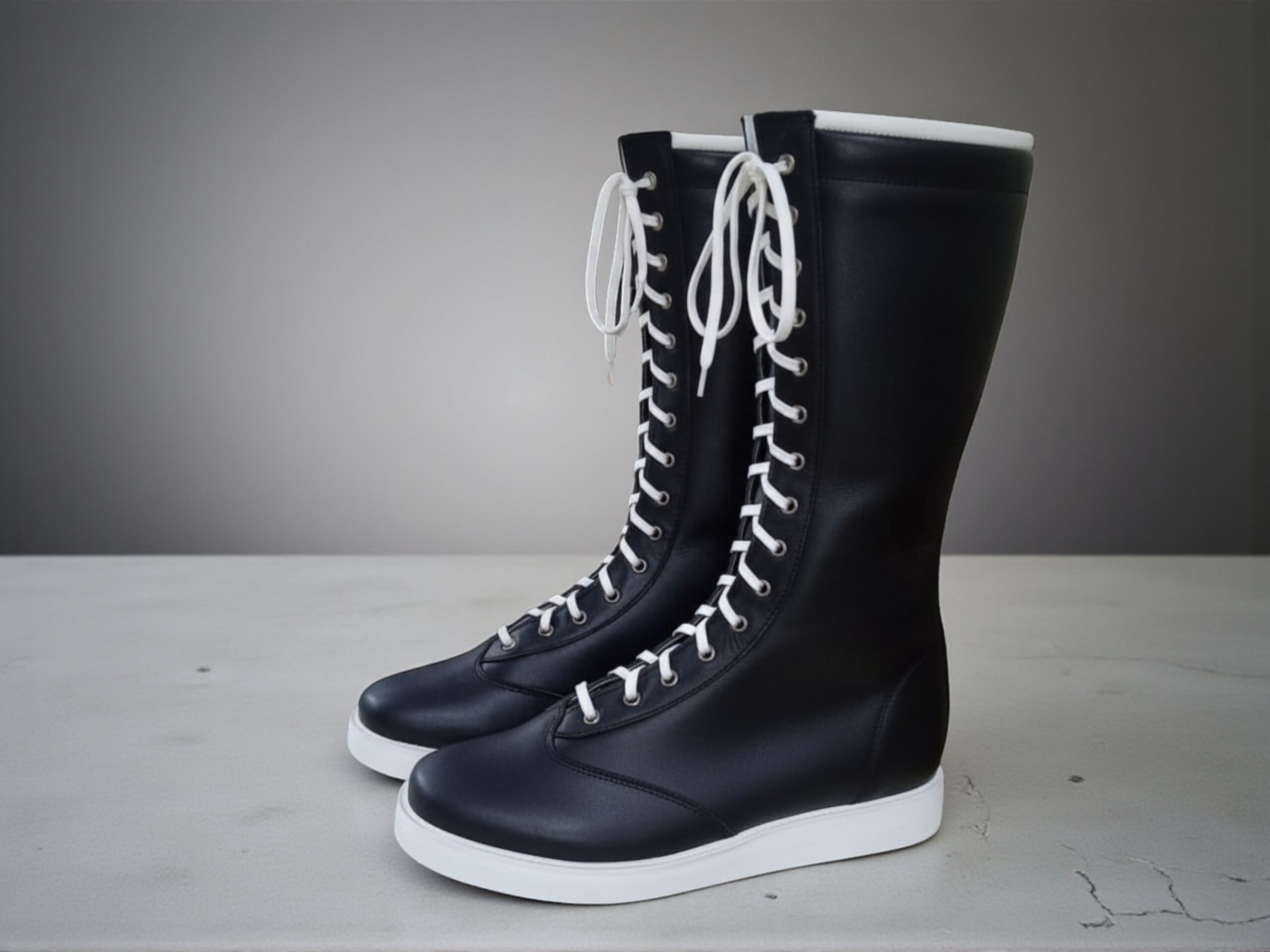 Handmade Wrestling Long Boots, Men Pro Wrestling Shoes, Leather Wrestling Shoes, Professional Wrester Custom Lace Up Boot - Image 2