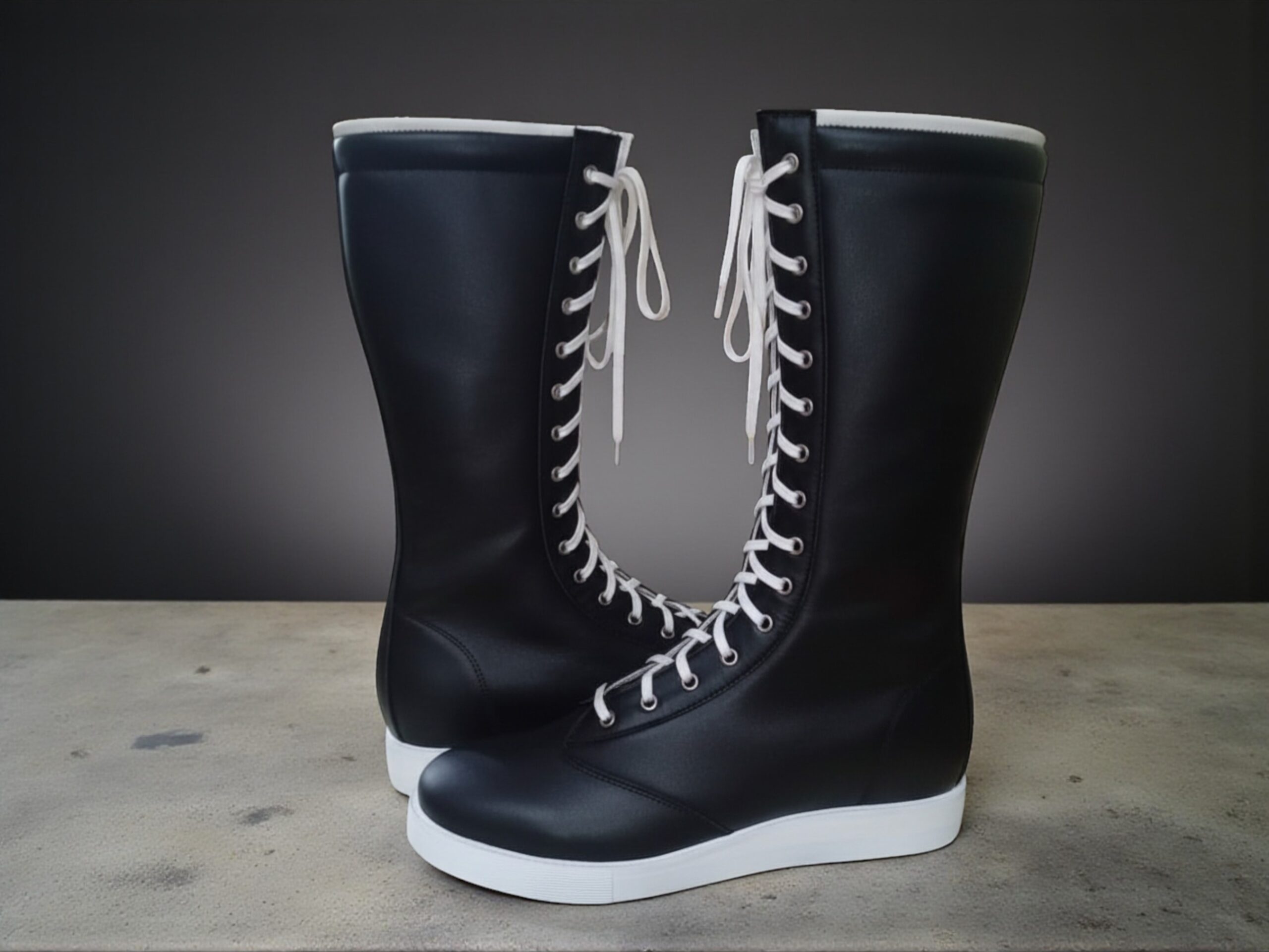 Handmade Wrestling Long Boots, Men Pro Wrestling Shoes, Leather Wrestling Shoes, Professional Wrester Custom Lace Up Boot - Image 3