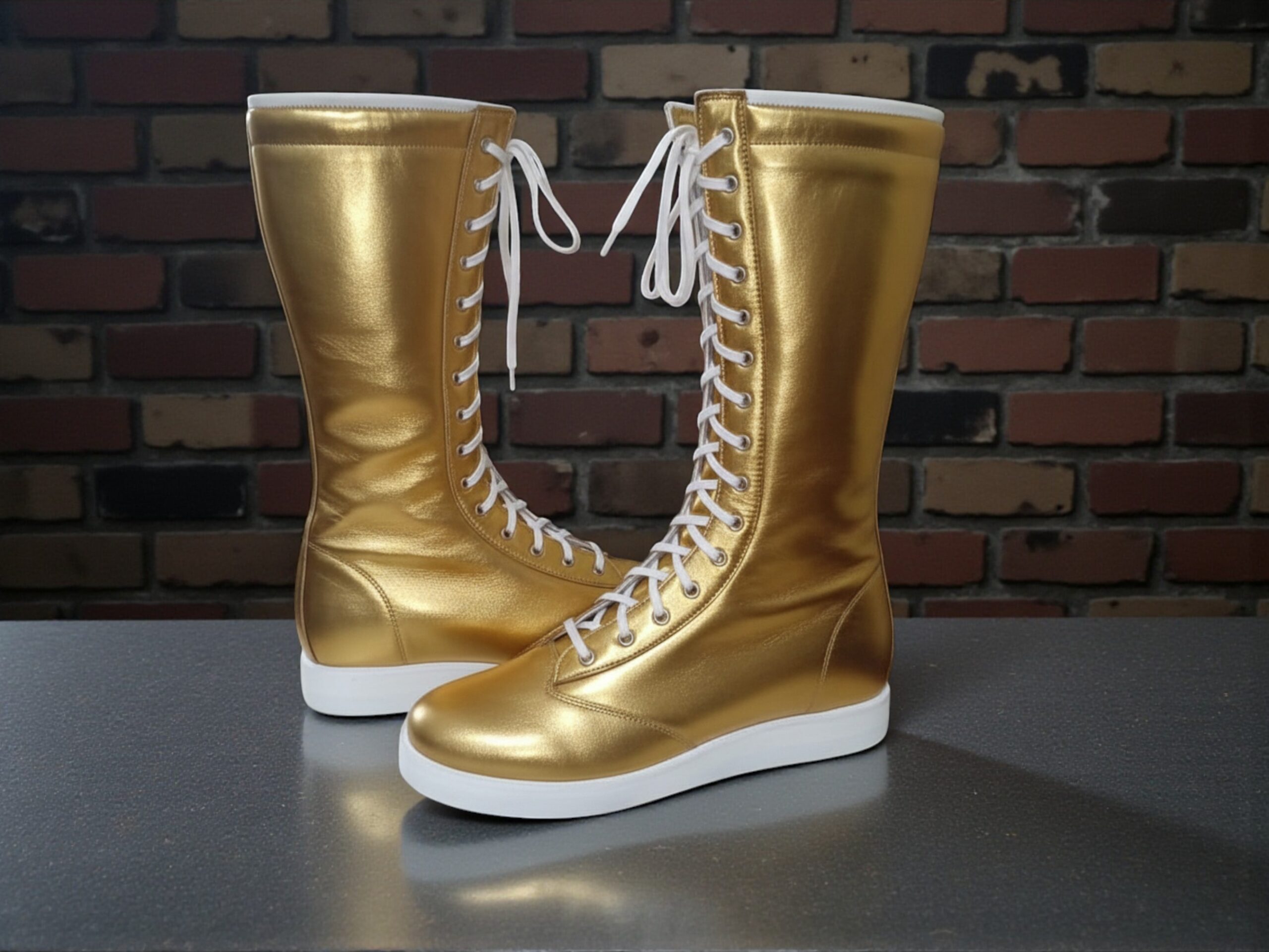 Pro Wrestling Boots Handmade Leather Lace-Up Ring Gear Shoes Custom Long Wrestling Footwear for Athletes - Image 5