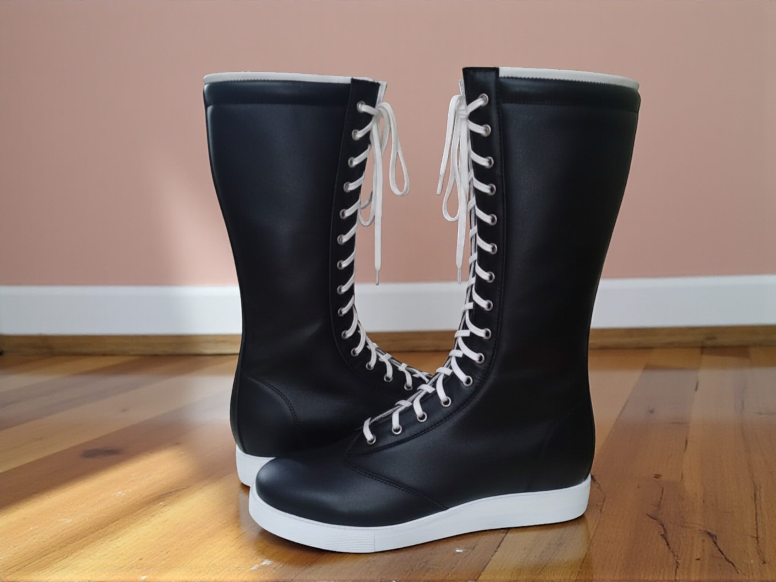 Handmade Wrestling Long Boots, Men Pro Wrestling Shoes, Leather Wrestling Shoes, Professional Wrester Custom Lace Up Boot - Image 4