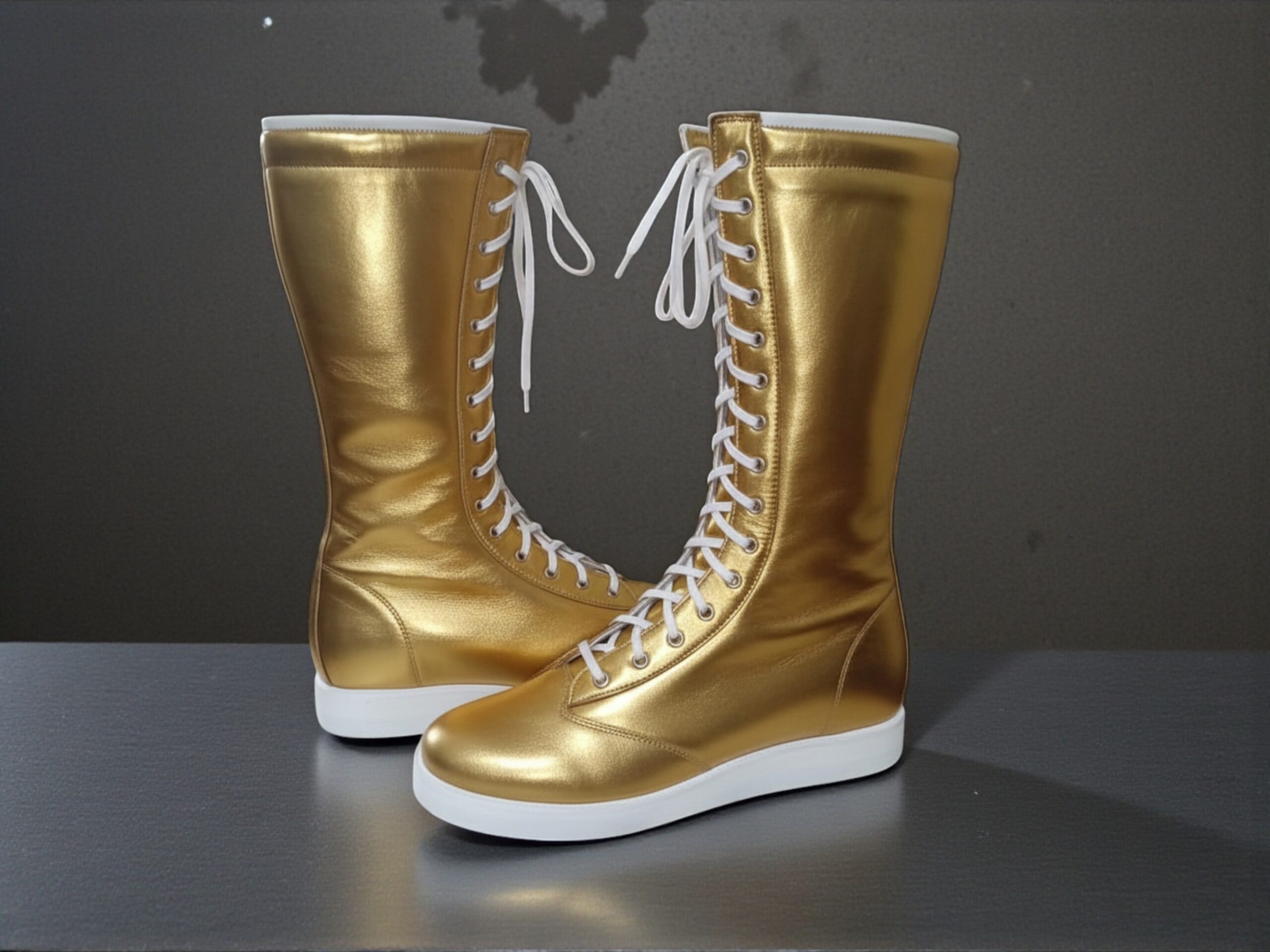 Pro Wrestling Boots Handmade Leather Lace-Up Ring Gear Shoes Custom Long Wrestling Footwear for Athletes - Image 6