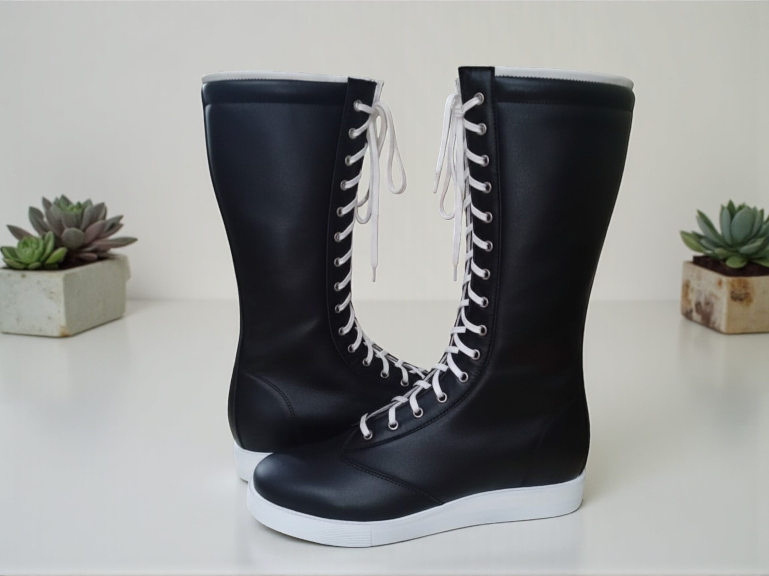 Handmade Wrestling Long Boots, Men Pro Wrestling Shoes, Leather Wrestling Shoes, Professional Wrester Custom Lace Up Boot - Image 5