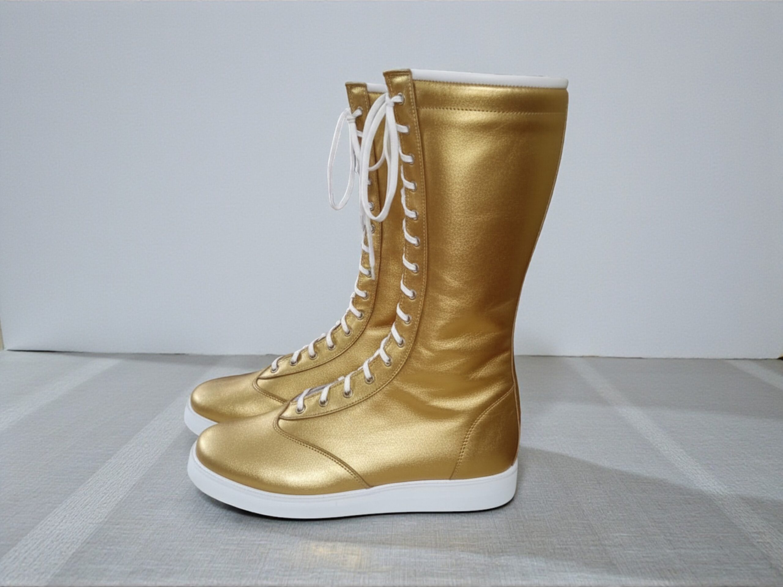 Pro Wrestling Boots Handmade Leather Lace-Up Ring Gear Shoes Custom Long Wrestling Footwear for Athletes - Image 7